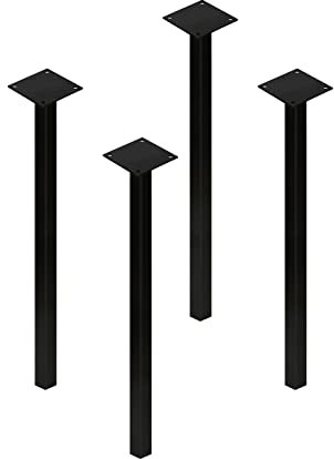 4pcs 40/70/90cm DIY Pieds de Table en Métal, Set de 4 Pieds de Table en Acier, Pieds de Meubles Noirs pour Créer Table (Noir, Carré,91CM)