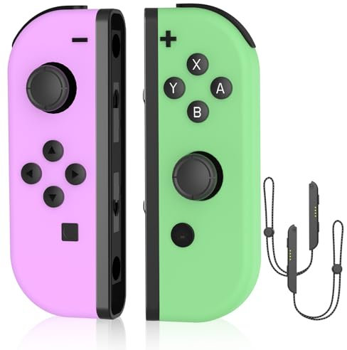 Manette Switch, Manettes Sans Fil Controller avec Double Vibration/Wake-Up/Axe gyroscopique Compatible avec Switch/Lite/OLED, avec Une Paire de Dragonnes