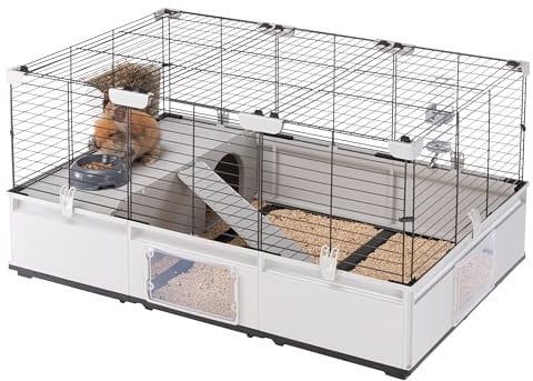 Ferplast Kaninchenkäfig, Hasenkäfig, Meerschweinchenkäfig, MODULAR 2, Modularer, erweiterbare, mit Zubehör, 109 x 72 x h 56 cm