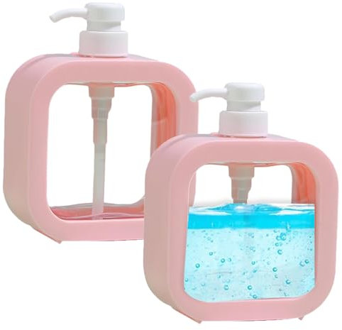 Seifenspender, 2 Stück Duschgelspender, 300 ml Pumpspender, Kleiner Kunststoff Seifenspender, Transparente Lotionsflasche,Auslaufsicherer Kunststoff Seifenspender,Befüllbar mit Duschgel(Rosa)