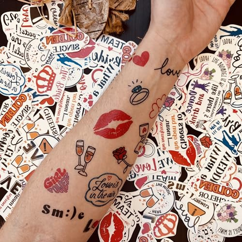 Yatatu - Tatuaggi Temporanei per Matrimoni - Oltre 130 Tatuaggi Temporanei per Matrimoni con Design Variati - Pezzi singoli pronti all'uso [Set in inglese]