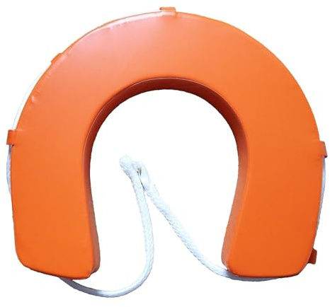 Horsehoe Lifebuoy Red, White, Yellow, Orange, with Grab line and removable cover.