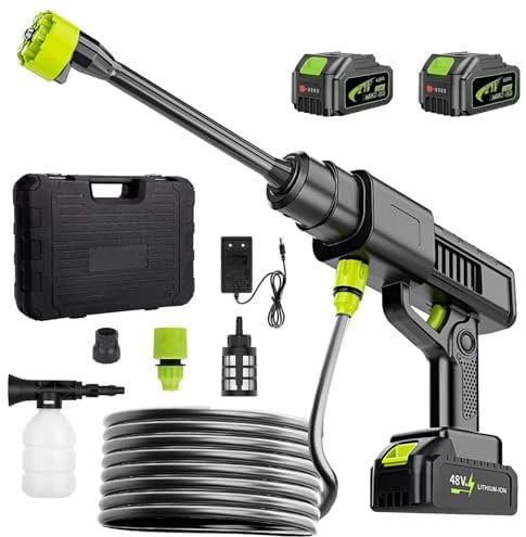 Akku Hochdruckreiniger 45Bar Mobiler Akku Hochdruckreiniger Kompatibel mit Makita 18V Akku, Kabellose Hochdruck Wasserpistole, 6-in-1 Multi-Sprühdüse, 5M Schlauch, 2 x 2000mAh Akku, Tragetasche