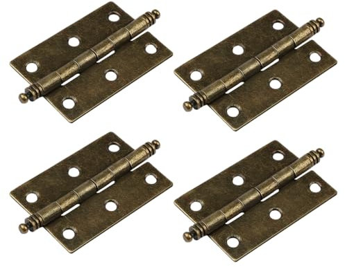 4PCS 2.5″ Bronze Folding Butt Hinges, Sturdy Iron Cabinet Door Hinges for Kitchen Cupboard, Furniture, Wardrobe & Office