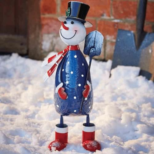 Samuel ALEXANDER 44cm Hand Painted Metal Christmas Polka Dot Frosty Snowman Decoration