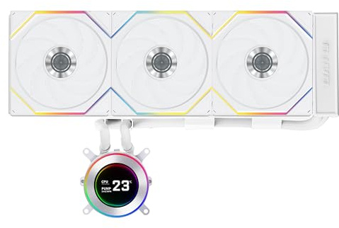 LIANLI Kit de refroidissement à eau simple, HydroShift II, LCD-C, 360TL, blanc, écran LCD IPS rond de 2,1, utilise UNIFAN TL120 sans fil, ce produit agréé