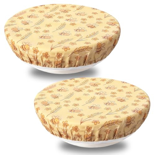 2Pcs Bowl Covers Reusable, Stretch Cloth Fabric Elastic, Reusable Bowl Covers for Bread Proofing Baking, Elastic Food Storage Bowls Cover for Proofing Fruits Leftovers Food