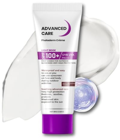 Sonnencreme LSF 100, Sunscreen SPF 100, Sonnencreme Gesicht mit Hyaluronsäure & Centella Asiatica, Wasserfest, Nicht fettende Formel, Sonnenschutz Lotion für Outdoor-Aktivitäten, mit UVA/UVB-Schutz