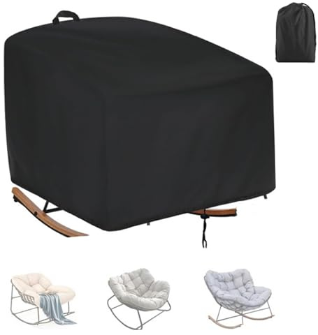 Gartenstuhl Papasansessel Abdeckung Wasserdicht, Schutzhülle für Schaukelstuhl für Terrassen mit Kordelzug,Staubdicht Abdeckplane für Loungesessel für Outdoo(Size:420D:96*117*48cm,Color:Schwarz)