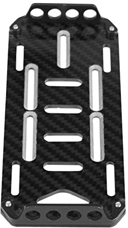 KIMISS High Performance Aluminium Alloy Carbon Fiber Battery Mount Plate for Axial SCX10 CC01 D90 1/10 Scale RC Car - CNC Alloy Carbon Fiber Battery Plate Holder Set for (Black)