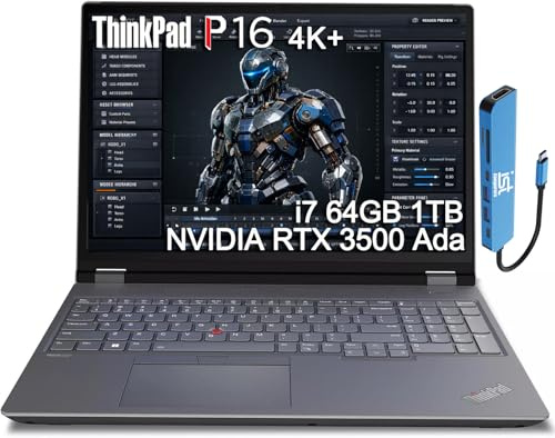 Lenovo ThinkPad P16 Gen 3 Mobile Workstation Laptop (16 UHD+ 4K+, NVIDIA RTX PRO 3000 Blackwell 12GB, Intel Core Ultra 7 255HX, 64GB DDR5, 2TB SSD) for Engineer, Designer, 2xThunderbolt 5, Win 11 Pro