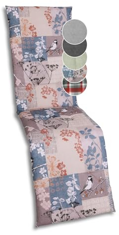 GO-DE Textil Bequeme und attraktive Polsterauflagen für Relaxliegen (Einzelset, Blattmotiv-Natur Taupe, Relaxauflage)