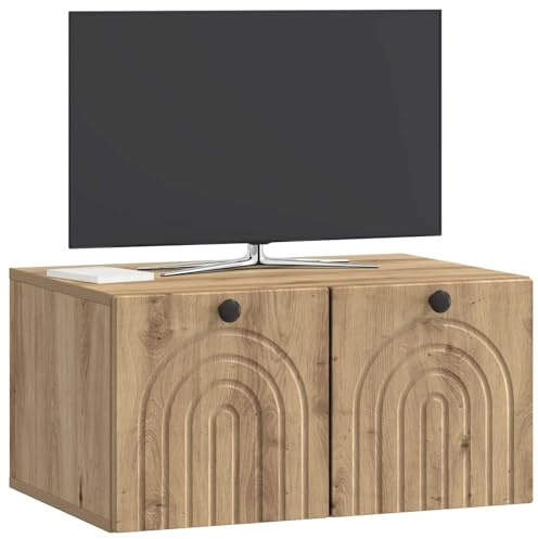 vidaXL Wandmontierter TV-Schrank Artisan-Eiche 59,5 x 41 x 30 cm, Modernes Wohnzimmer Lager, rechteckiges Design, Wandregal, praktische Medieneinheit, viele Entertainment Plätze
