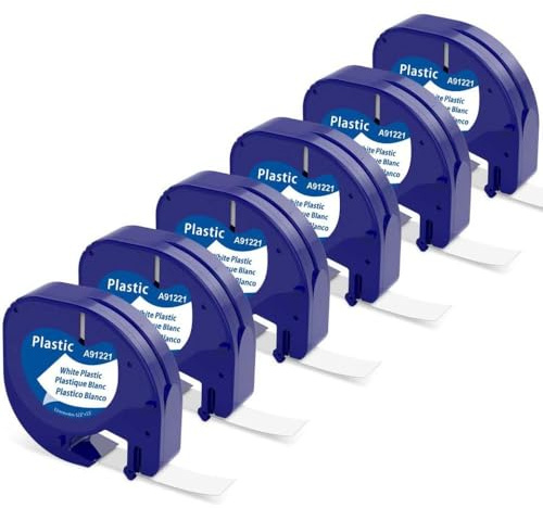 BRZENYTV 6-mm-Etikettenband, kompatibel mit 200B LT-100H LT-100T Plus XR XM(Plastic White)