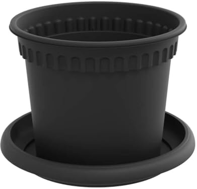 HETFTJN Juego de 24 macetas negras, diámetro 12,5 x 10 cm, macetas de plástico con agujeros de drenaje, macetas minimalistas para jardín, balcón e interior