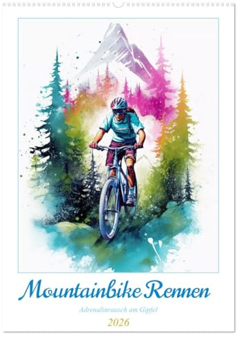 Mountainbike Rennen (Wandkalender 2026 DIN A2 hoch), CALVENDO Monatskalender: Erleben Sie die ultimative Verschmelzung von Natur und Geschwindigkeit ... Mountainbike-Rennen! (CALVENDO Sport)