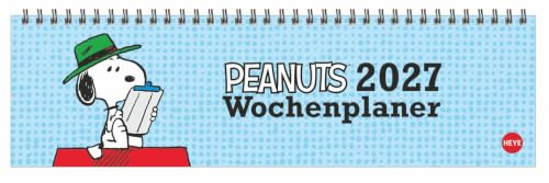 Peanuts Wochenquerplaner 2027: Kultiger Tischkalender für den Arbeitsplatz. Spiral-Kalender mit Snoopy, Charlie Brown und Co. Wochenplaner 2027 quer.