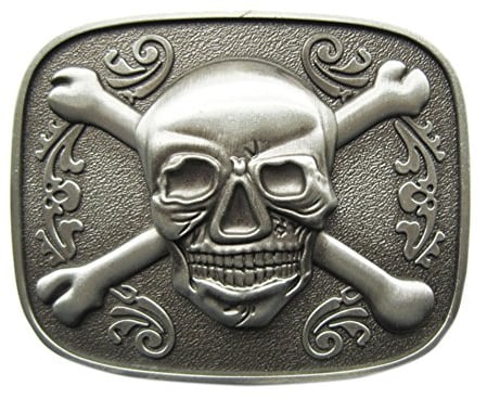 Antique Silver Tattoo Pirate Skull Bottle Opener Belt Buckle Also Stock in US