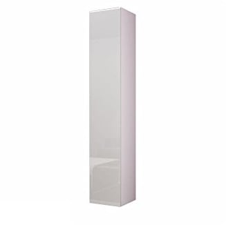Furniture24 Hängeschrank Vigo 180, Vitrinenschrank, Wandschrank, 1 Tür Schrank mit 4 Einlegeboden, Farbauswahl, Stauraumvitrine, Hochschrank, Wohnzimmerschrank, Modernes Vitrine (Weiß/Weiß Hochglanz)