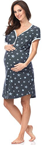 Italian Fashion Chemise de Nuit Allaitement | Pyjama Grossesse et Maternité | Pyjama Femme Enceinte pour la Maison et l’Hôpital | Tenue Maternité Accouchement à Boutons S-XXL