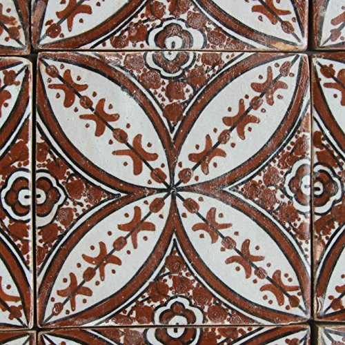 Casa Moro Piastrella dipinta a mano marocchina Selin 10x10 cm | Artigianato dal Marocco | Bella piastrella da parete per cucina bagno | HBF8090
