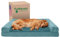 FurHaven Lit pour Chien en Gel rafraîchissant pour Grands Chiens avec traversins Amovibles et Housse Lavable, pour Chiens jusqu'à 43 kg – Canapé en Peluche et Daim – Piscine Profonde, Taille Jumbo/XL