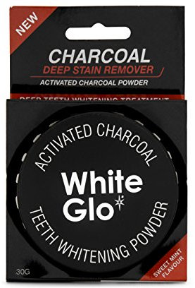 White Glo Activated Charcoal Teeth Whitening Powder, Highly Absorbent to Clean Deep Stains and Discolouration, Fresh Mint Flavour