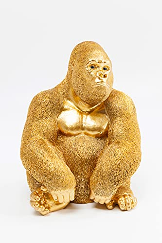 Kare Design Deko Figur Monkey Gorilla, Gold, Deko Objekt, Gorilla Motiv, handbemalt, Unikat, 39x30x28 cm (H/B/T)