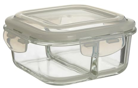 Premier Housewares 800ml Square Glass Food Storage Container|BPA-Free White PP Lid with Clip Locks Glass Jar|Large glass Jar with Lid|Air-tight Food Storage Container