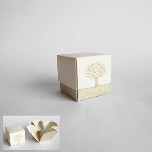 Bomboniera Scatola Bianca cubo Confetti Inserto Albero della Vita Set 20 pz Art 16786