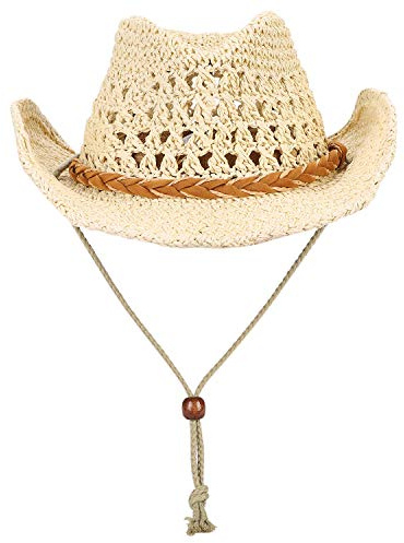 ITODA Summer Cowboy Hat Foldable Straw Hats UPF50+ Sun Protection Cap Wide Brim Sun Hat Travel Beach Cap Western Cowboy Hats for Men Women Camping Hiking Fishing