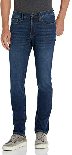 Amazon Essentials Jeans Elasticizzati Skinny Uomo, Blu Scuro Vintage, 32W / 30L