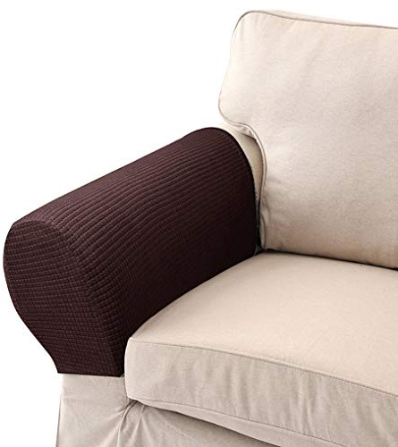 Golden Apple LERTREE 1 Pair Arm Slipcovers Elastic Armrest Protectors Removable Armrest Covers (Coffee)