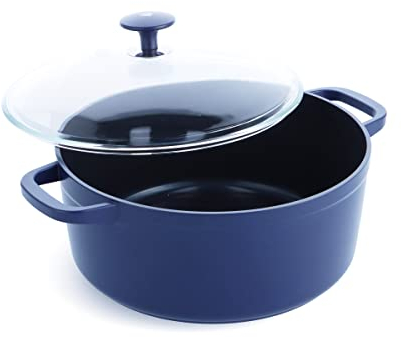 Blue Diamond Cookware Diamond Infused Ceramic Antihaftbeschichtung, 4,5QT Dutch Oven mit Glasdeckel, leichtes Design, PFAS-frei, spülmaschinenfest, blau