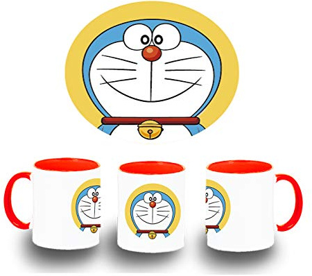 MERCHANDMANIA TAZA ROJA GATO AZUL SERIE NIÑOS color mug
