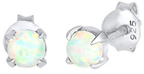 Elli Ohrringe Damen Ohrstecker Filigran Trend mit synthetischem Opal in 925 Sterling Silber