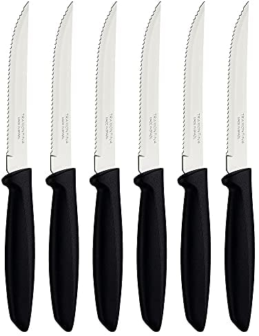 Tramontina Juego de 6 cuchillos para fruta/tomate (negro, punta puntiaguda)
