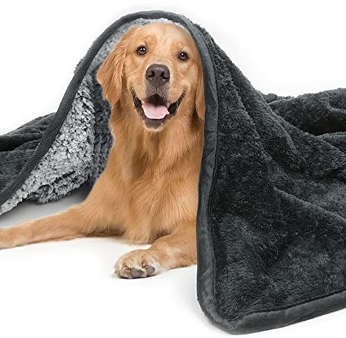 Decken für Hunde, Super Weich Fluffy Premium Haustier Decke, Waschbare Liegedecke für Katzen, Haustier Welpen Weiche Warme Matte, Flauschige Hundedecken für Sofa, Reise, 80 * 100cm - Grau