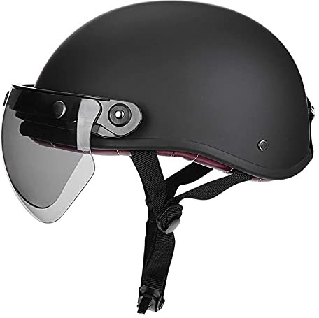 MRDAER Bike Cruiser Cyclomoteur Scooter Vintage Bol Casques avec Lunettes Visière Casque D'Équitation ECE Demi-Casque, Noir