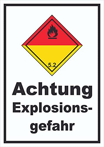 Schild Organische Peroxide explosiv hochkant A1 Rückseite selbstklebend