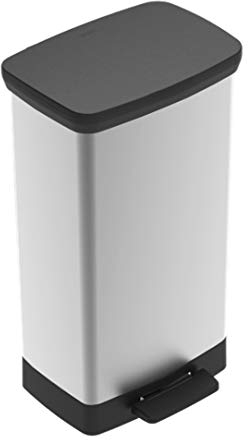 CURVER Resin Deco Bin 50 Liter Perfect for Household Use Indoor for Garbage Disposal, Black/Silver