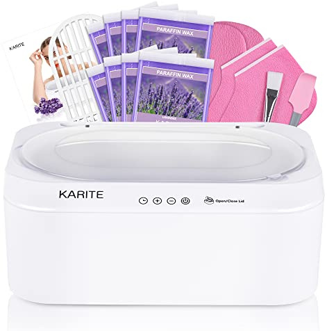 KARITE Paraffin vaxmaskin för händer och fötter med automatiskt öppet lock, paraffinbad, 20 minuter snabb vaxsmältning, exakt temperaturkontroll, 4 500 ml paraffinvärmare med 8