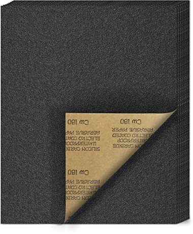 Schleifpapierblätter, 180er Körnung, Nass-Trocken-Schleifpapier, 22,9 x 27,9 cm, Siliziumkarbid, beliebige Form, Zuschneiden zum Metallschleifen und Polieren von Autos, Anti-Verstopfen, 20 Blatt