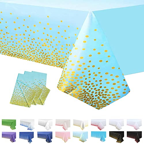 3 Stück Tischdecke Rechteckig Babyblau Party Tischdecke,137*274cm Tischdecke Papierrolle Einweg Tischdecke aus Kunststoff,Wasserdichte Ölbeständig Tischdecken für Party,Picknick,Geburtstags,Hochzeiten