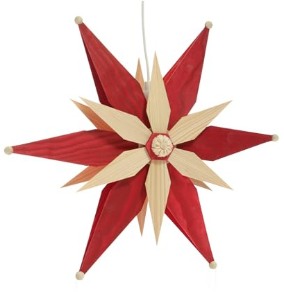 Rudolphs Schatzkiste Fensterschmuck Holzstern mit Beleuchtung BxHxT 32x32x10cm NEU Fensterbild Spanbaum Adventsstern Holz Stechen Seiffen Erzgebirge Stern Linde Fensterdeko Beleuchtung