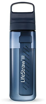 LifeStraw Go Series – Gourde filtrante sans BPA 650ml pour les voyages et l’usage quotidien. Élimine les bactéries, les parasites et les microplastiques. Améliore le Goût, Aegean Sea (bleu)