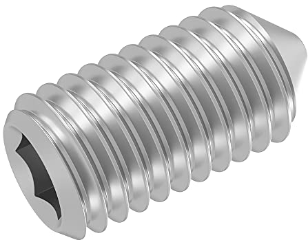 SECCARO Gewindestift mit Spitze M5 x 10 mm, Edelstahl V2A VA A2, DIN 914 / ISO 4027, Innensechskant, 20 Stück