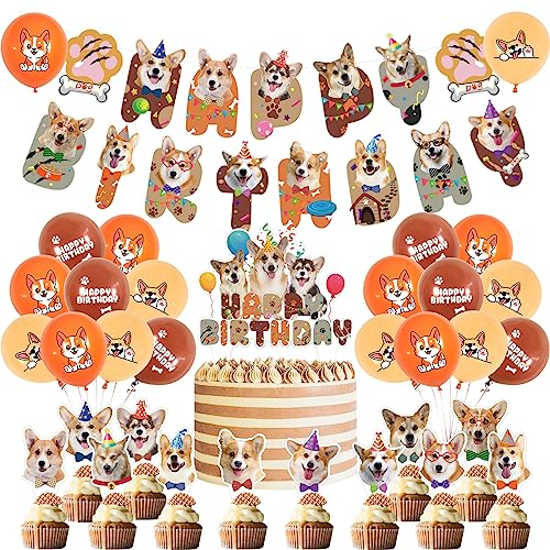 Geburtstagsdeko Corgi Luftballons Geburtstag Haustier Hund Geburtstag Girlande Welpen Kuchentopper Geburtstag Corgi Geburtstag Party Deko Haustier Hund Luftballons Deko Geburtstag