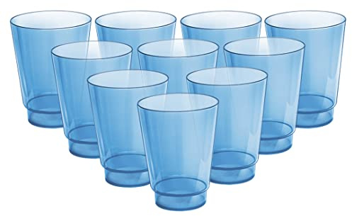 Acrimet Plastic Cup, Reusable, 10oz, 300ml, Tumbler Water, Machine Washable, Stackable Beverage Tumblers, Drinking Cup, Shatterproof, Durable (Blue Color) (Set of 10)
