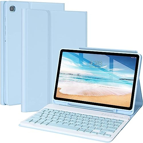GUPENAA Tastatur Hülle für Samsung Galaxy Tab A8 10.5'' 2022 (SM-X200/X205/X207), Kabellose Magnetische Abnehmbare Bluetooth-Tastatur mit Stifthalter,Blau